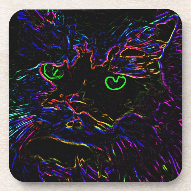 Dessous-de-verre Chat Neon Glow (Devant)