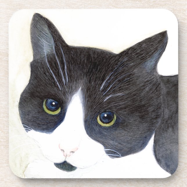 Dessous-de-verre Chat noir et blanc (Devant)