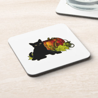 Dessous-de-verre Chat noir et Citrouille