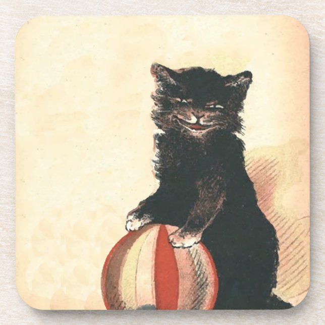 Dessous-de-verre Chat noir HALLOWEEN vintage (Devant)