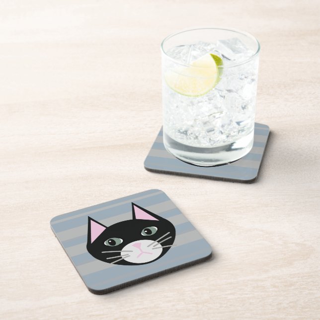 Dessous-de-verre Chat noir, rayures (Côté Droit)