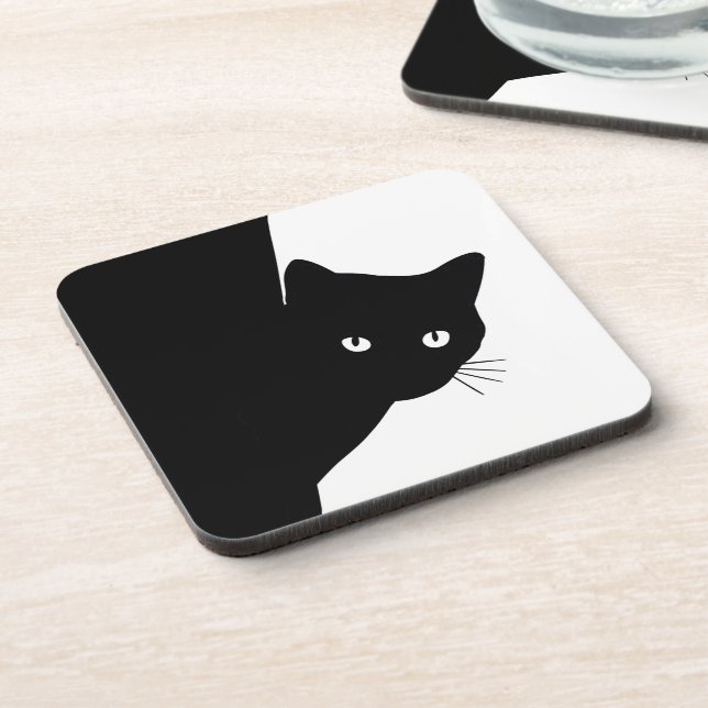 Dessous-de-verre Chat noir rusé (Côté gauche)
