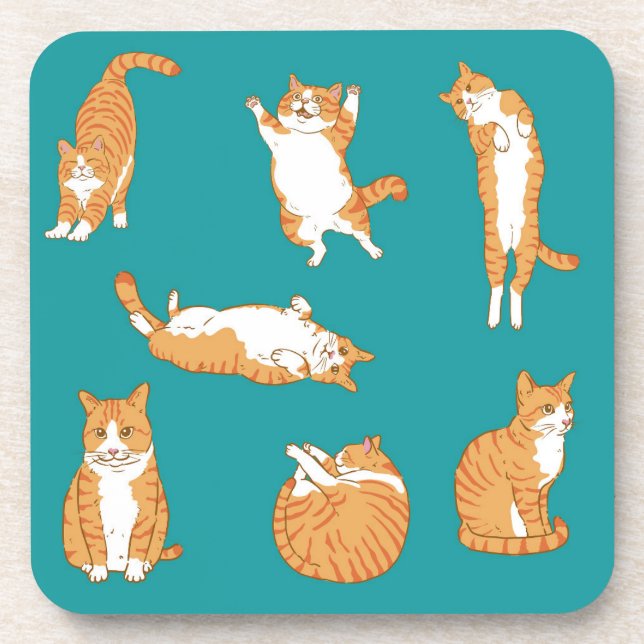 Dessous-de-verre Chat orange mignon en pose (Devant)
