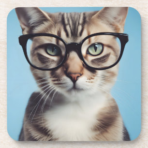 Dessous-de-verre Chat Portant des lunettes