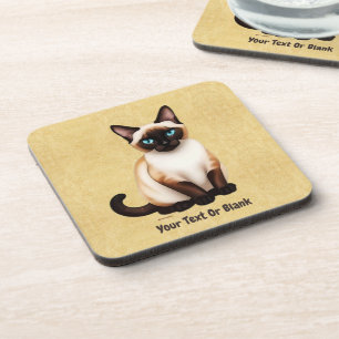 Dessous-de-verre Chat Siamois Sur Vieux Papier