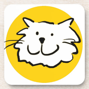 Dessous-de-verre Chat souriant heureux. Thème chat.