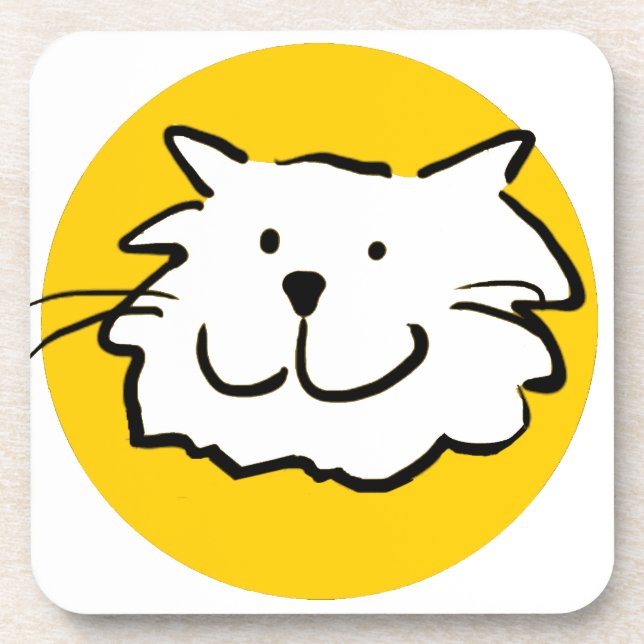 Dessous-de-verre Chat souriant heureux. Thème chat. (Devant)
