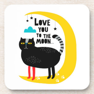 Dessous-de-verre Chat sur la lune