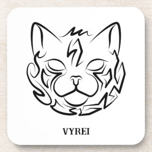 Dessous-de-verre Chat tribal noir et blanc