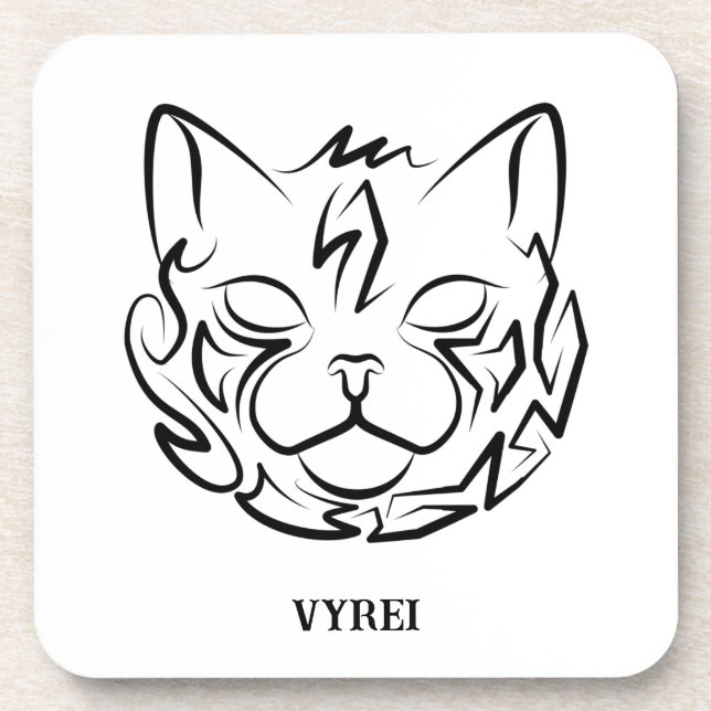 Dessous-de-verre Chat tribal noir et blanc (Devant)