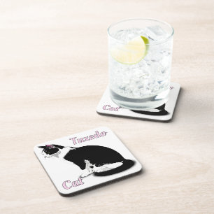 Dessous-de-verre Chat Tuxedo Noir et Blanc Personnalisé