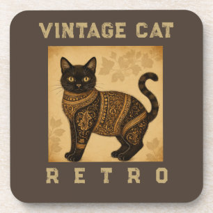 Dessous-de-verre Chat Vintage, Chat Antique et Motif de Décoration