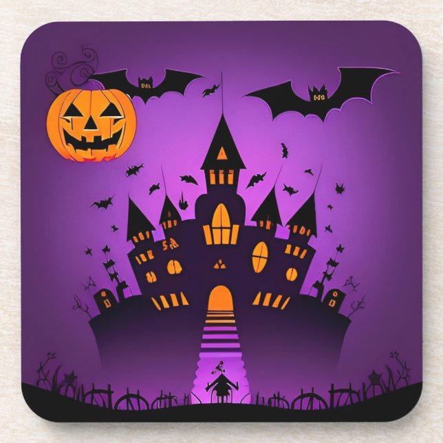 Dessous-de-verre Château Hauné Avec Chauves-Bats Citrouille (Devant)