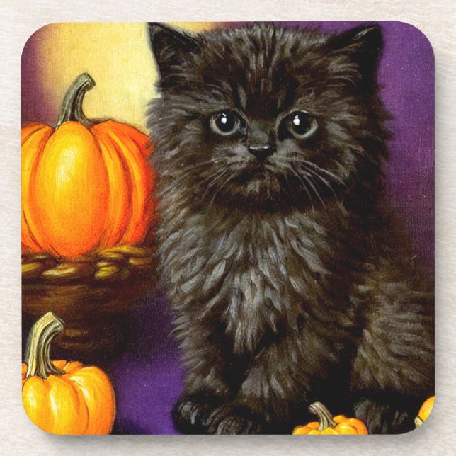 Dessous-de-verre Chaton vintage d'Halloween (Devant)