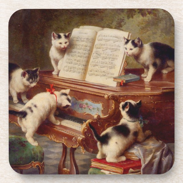 Dessous-de-verre Chatons et piano (Devant)