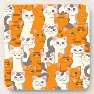 Dessous-de-verre Chats blancs et gingembre motif yeux verts yeux bl
