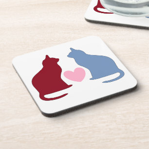 Dessous-de-verre Chats mignons et coeur
