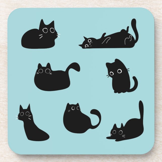 Dessous-de-verre Chats noirs drôles (Devant)