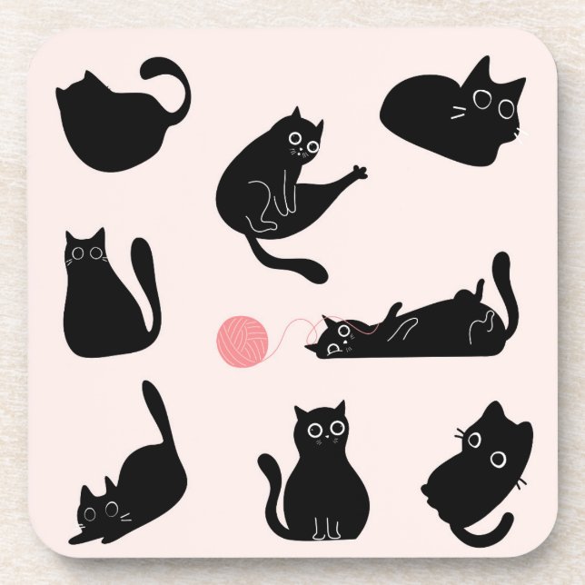 Dessous-de-verre Chats noirs idiots (Devant)