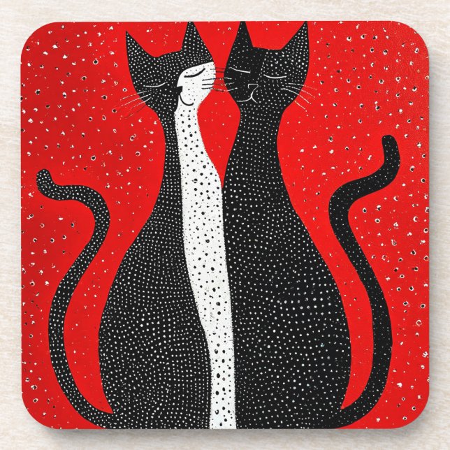 Dessous-de-verre Chats noirs mignons (Devant)