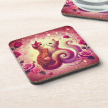 Dessous de verre - Chats roses