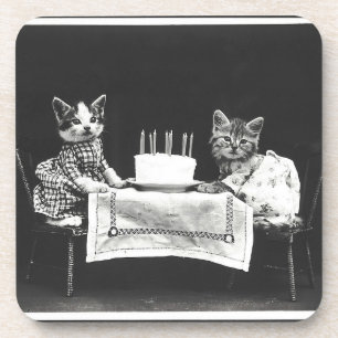 Dessous-de-verre Chats vintages à une fête d'anniversaire