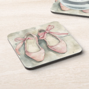 Dessous-de-verre Chaussures plates de ballet à ruban rose pastel vi