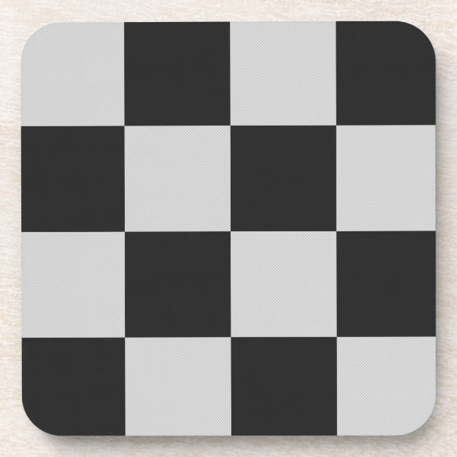 Dessous-de-verre Checkered Black & White Squares or CUSTOM COLOR (Devant)