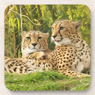 Dessous-de-verre Cheetah Companions - Repos dans la nature