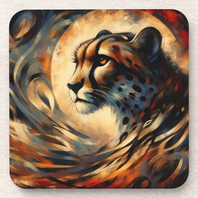Dessous-de-verre Cheetah Harlem Renaissance Peinture moderne (Devant)