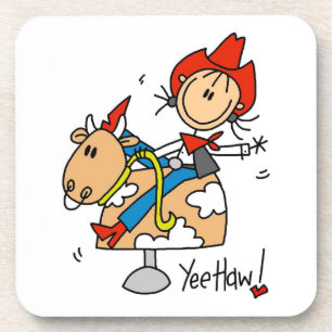 Dessous-de-verre Chemise et Cadeaux Cowgirl Stick Figure Yee Haw
