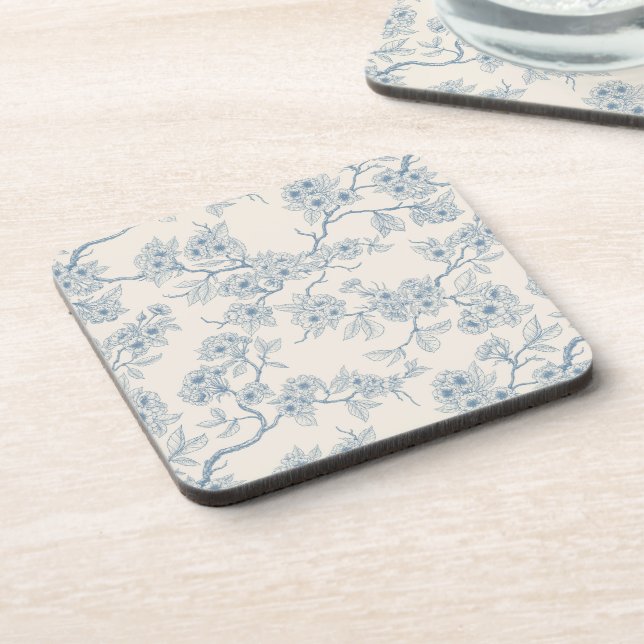 Dessous-de-verre Chery blossom branches in blue and off white (Côté gauche)