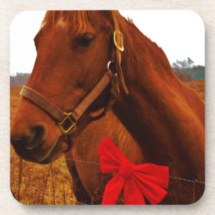 Dessous-de-verre Cheval avec un nœud rouge