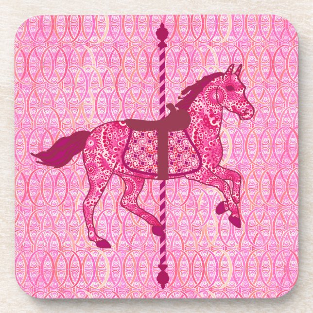 Dessous-de-verre Cheval de carrousel - Fuchsia rose (Devant)