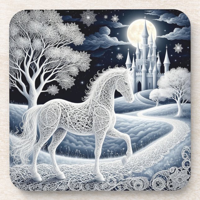 Dessous-de-verre Cheval éthéré et château enchanté (Devant)