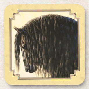 Dessous-de-verre Cheval friésien Jaune