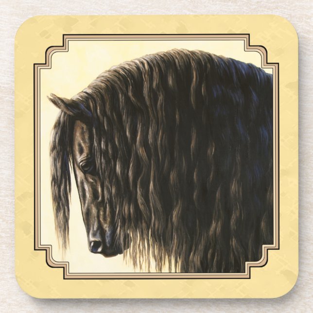 Dessous-de-verre Cheval friésien Jaune (Devant)