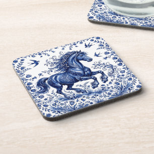 Dessous-de-verre Cheval frison de style Delft Delftware dans une pr