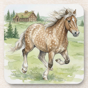 Dessous-de-verre Cheval islandais Stjarna galopant dans un pré