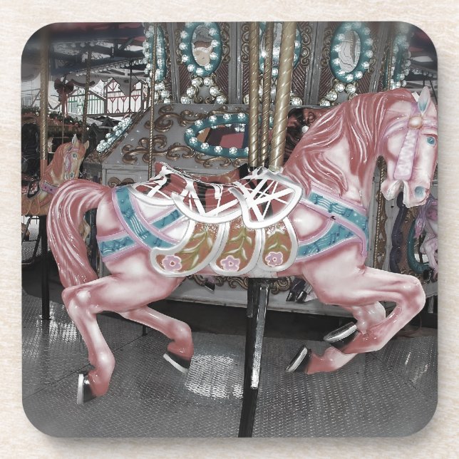 Dessous-de-verre Cheval rose de carrousel (Devant)