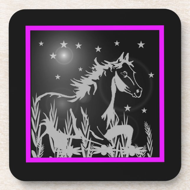 Dessous-de-verre cheval sauvage graphique, rose (Devant)