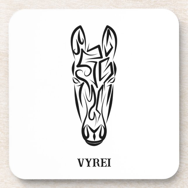 Dessous-de-verre Cheval tribal noir et blanc (Devant)