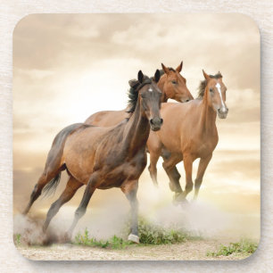 Dessous-de-verre Chevaux dans le coucher du soleil