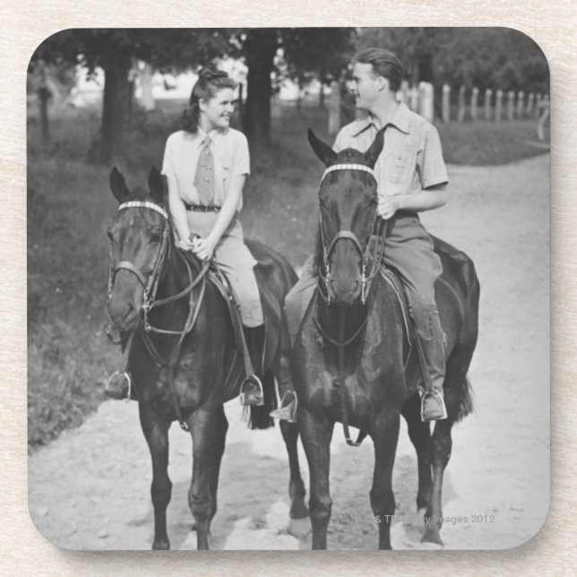 Dessous-de-verre Chevaux d'équitation de couples (Devant)