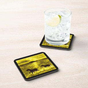 Dessous-de-verre Chevaux en bord de mer d'Or