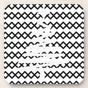 Dessous-de-verre Cheveron blanc noir moderne arbre de Noël motif