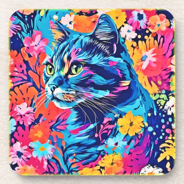 Dessous-de-verre Cheveux : Peinture de chat optimale (Devant)