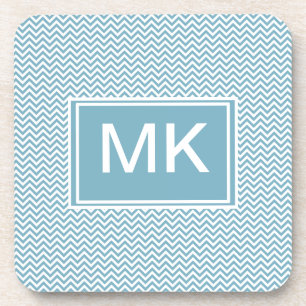 Dessous-de-verre Chevron bleu avec Monogramme