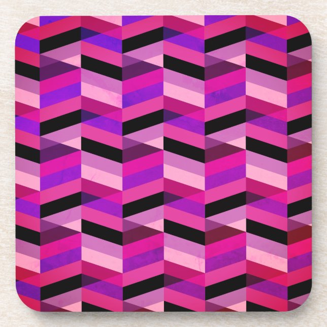 Dessous-de-verre Chevron/Herringbone abstrait | Violets et Violet (Devant)