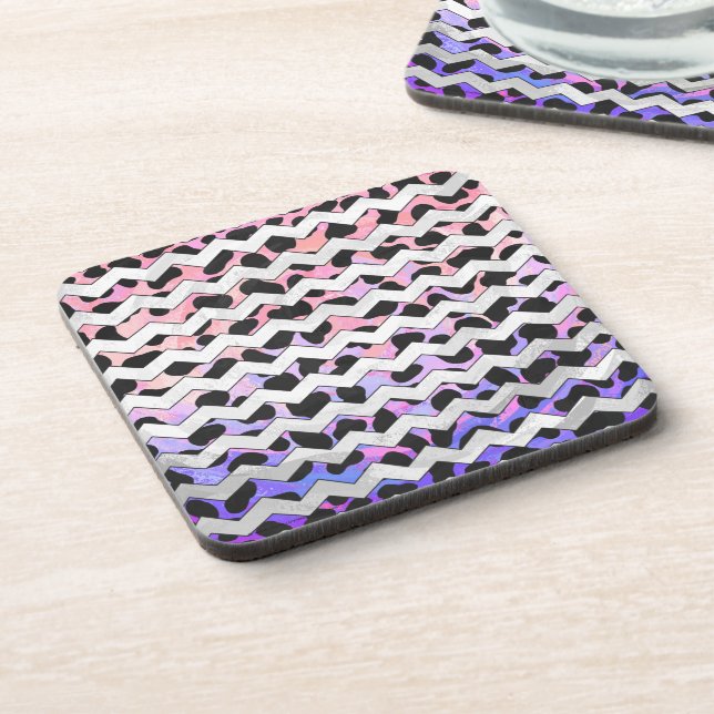 Dessous-de-verre Chevron rose et noir Dalmation (Côté gauche)